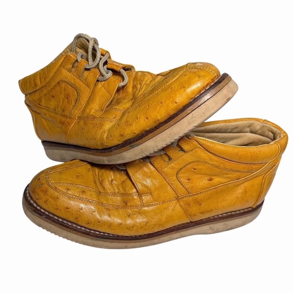 Animal Exotic ostrich leather high-top shoes Size 10